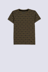 Olive Printed Boy's T-Shirt